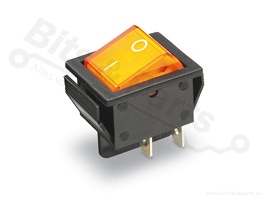 Switch rocker snap-in on/off rectangular yellow/orange (0/1) DPST